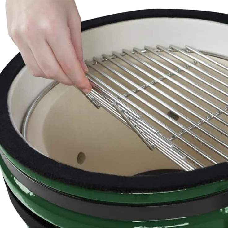 BBQ-Toro Kamado Grill Holzkohlegrill Shiro Ø 39 cm mit Thermometer, Holzgriffe | Grün | Mini Holzkohlegrill, Ceramic Grill, Keramikgrill, Grill Ei, Grill Rund Holzkohle, Keramik Grill, Kamado BBQ – Bild 5