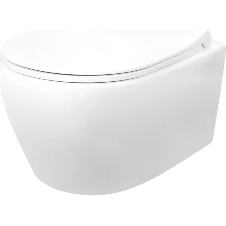 Aloni Tiefspül-WC AL5513+AL0411, Wandmontage, Abgang waagerecht, Spülrandloses Wand Hänge WC Spülrandlos Toilette Normal WC, Weiß - Preisvergleich