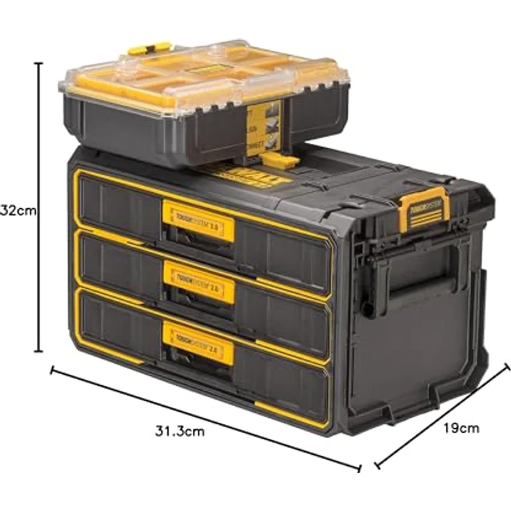 Dewalt Tough System 2.0 Modul mit 3 Schubfächern, schlagfest aus ABS, 25 l Volumen, kompatibel mit ToughSystem 1.0 und 2.0 – Bild 7