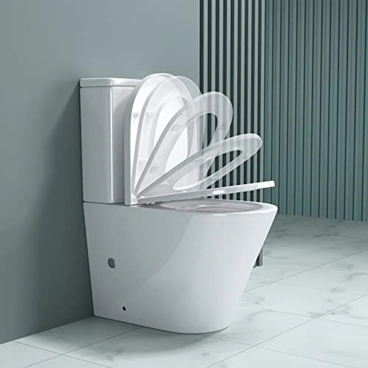 doporro Design Stand wc 108T inkl. Softclose Absenkautomatik 37x65x83cm Stand-Toilette Weiß spülrandlos – Bild 3