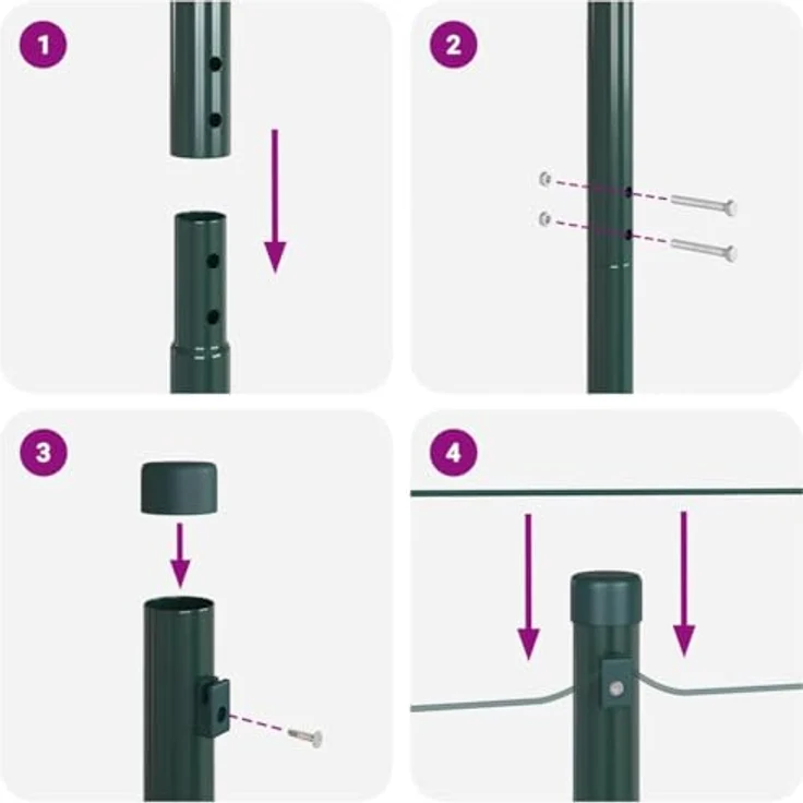 vidaXL Zaunpfosten Set, 13 Stück, grün, Ø32 mm, 150 cm, verzinkter Stahl, wetterbeständig, ideal für Außenbereiche – Bild 7