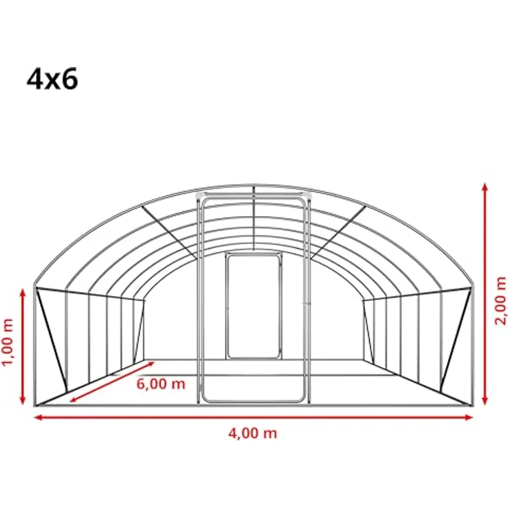 TOOLPORT Premium Foliengewächshaus 4x6m, PE-Plane 180g/m², weiß-transparent – Bild 9