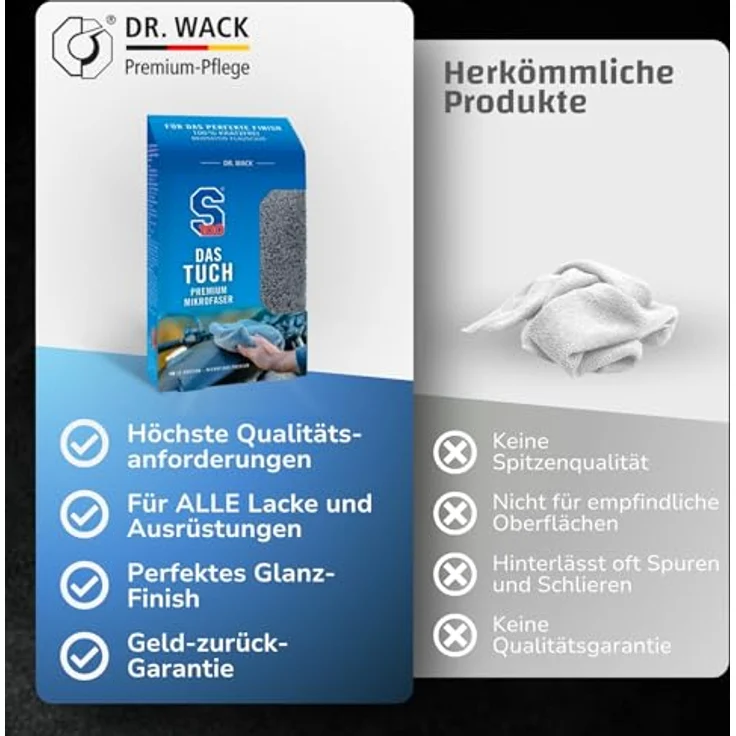 DR WACK Dr. Wack S100 DAS TUCH - Premium Mikrofaser 40 x 40 cm Auto-Reinigungsmittel - Glänzend oder Matt – Bild 5