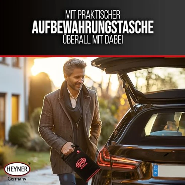 HEYNER® Stempelwagenheber Hydraulisch 10t, Doppelhub-Unterstellheber mit Hubhöhe 210-442mm, inkl. Tasche für SUV/LKW – Bild 4