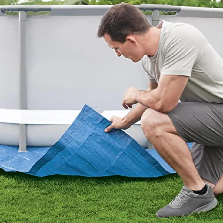 Bestway Flowclear quadratische Bodenplane 488 x 488 cm für Aufstellpools bis Ø 457 cm, blau – Bild 2