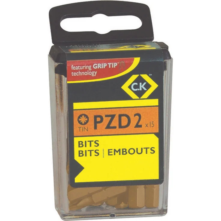 C.K T4562TIN-215 Kreuzschlitz-Bit PZ 2, 15er Set aus Chrom-Vanadium Stahl mit TiN-Beschichtung