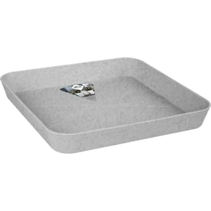 elho Loft Urban Untersetzer Eckig 22, Untersetzer aus recyceltem Plastik für Außen - Ø 22.0 x H 3.1 cm - Grau/Living Beton – Bild 1