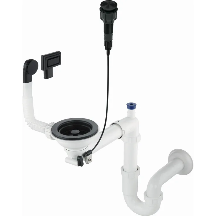 DEANTE Siphon für 1-Becken-Granitspüle, Space-Saver Design für platzsparende Installation