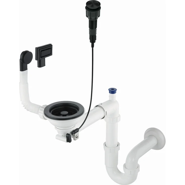 DEANTE Siphon für 1-Becken-Granitspüle, Space-Saver Design für platzsparende Installation