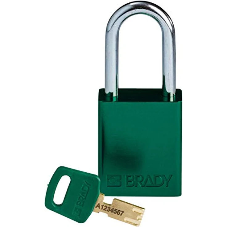 Brady (ALU-GRN-38ST-KD) SafeKey Anodized Aluminum Lockout-Vorhängeschloss Mit Stahl Bügel 38.00 mm Grün KD - Verschiedenschließende Schlösser 1 Stück – Bild 1