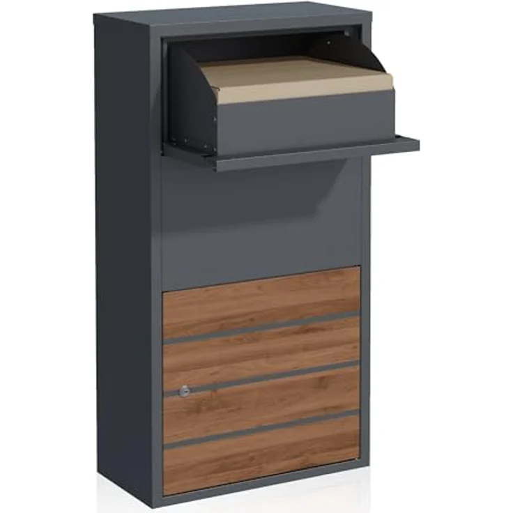 Zelsius Paketbriefkasten, Walnuss, Anthrazit RAL 7016, pulverbeschichtet, mit Diebstahlsperre – Bild 6