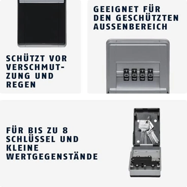 ABUS Schlüsselkasten KeyGarage 727 Mini, Wandmontage, 8 Schlüssel, Metallgehäuse, Zahlencode – Bild 3