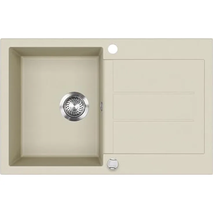 Bergström Spülbecken "Kapstadt", Beige, 78 x 50 cm, robuste Quarz- und Harzkonstruktion mit integriertem Abtropfflügel