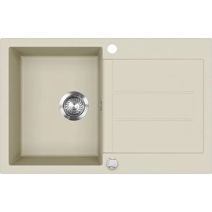 Bergström Spülbecken "Kapstadt", Beige, 78 x 50 cm, robuste Quarz- und Harzkonstruktion mit integriertem Abtropfflügel – Bild 1
