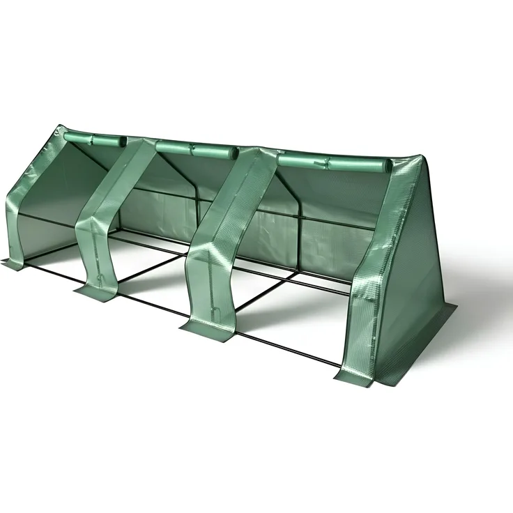 AWTOOLS Folientunnel Mini-Gewächshaus 295x95x95cm, transparenter PE-Kunststoff mit wetterbeständiger Metallkonstruktion