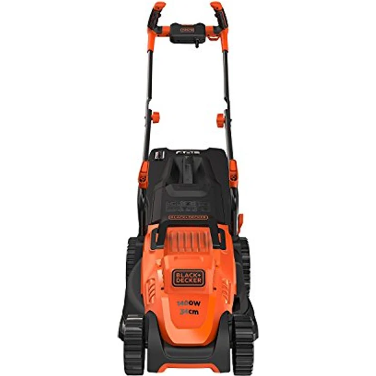 Black+Decker Elektro-Rasenmäher mit Fahrradlenker-Griff - 1.400W, 34cm Schnittbreite, 6-fach Höhenverstellung, 40l Grasfangbehälter, ideal für mittlere Gärten - BEMW461BH – Bild 2