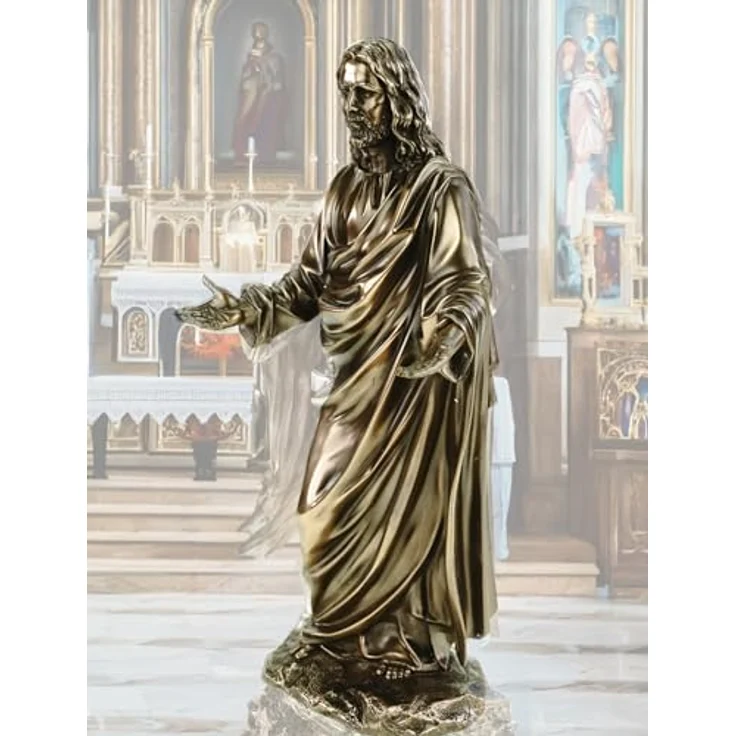 Jesus als Prediger bronzierte Figur Christentum Kreuz Dekoration – Bild 3