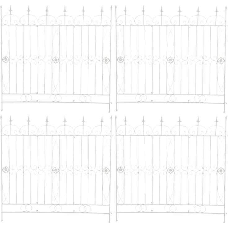 CLP 4er Set Eisen-Gartenzäune Mangold I Individuelle erweiterbare Rankzäune I Rankgitter im Landhausstil, Farbe:weiß