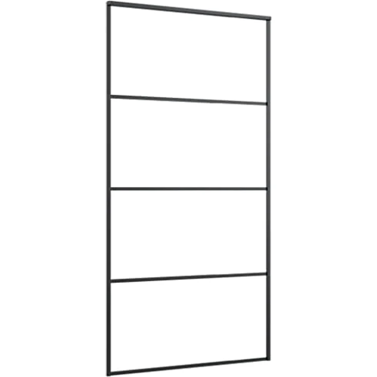 vidaXL Schiebetür 102,5x205 cm, ESG-Glas & Aluminium, schwarze Innentür mit Geräuschdämpfung, inklusive Montagebeschläge – Bild 5