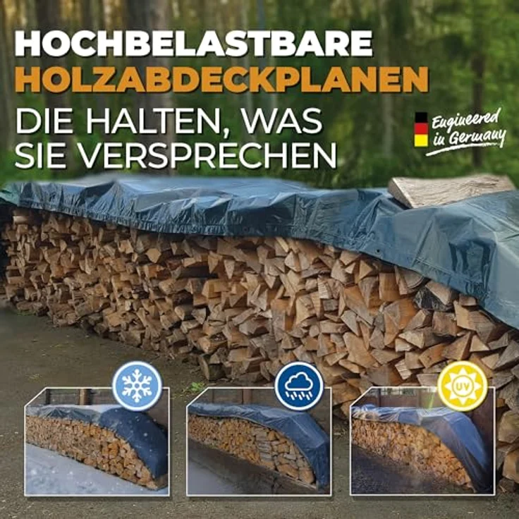 Rainexo Abdeckplane 1,5x6m, Stärke: 150g-m² (Power Forst Holzabdeckplane) – Bild 5