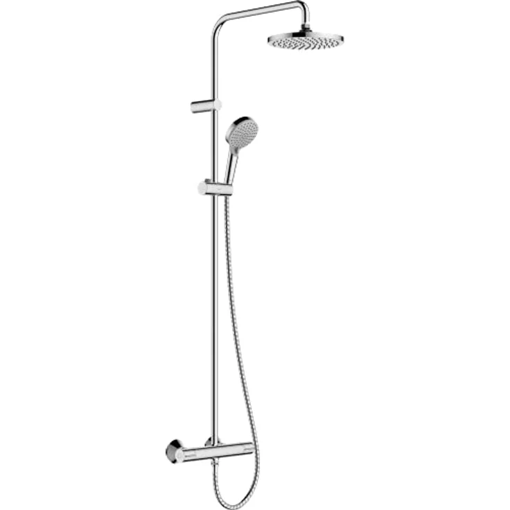 hansgrohe Vernis Blend Duschsystem 200, wassersparend mit Thermostat und Kopfbrause (Rain), Chromoberfläche – Bild 1