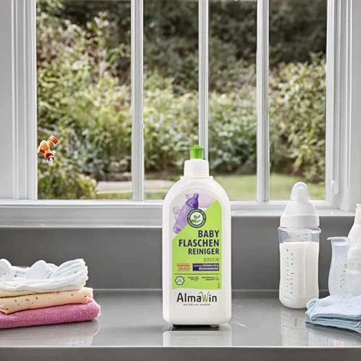 Almawin Babyflaschenreiniger 500ml, Sensitive Geschirrspülmittel mit natürlichen Wirkstoffen, parfümfrei – Bild 3