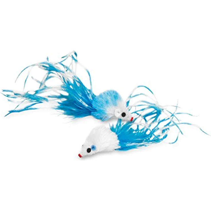 Nobby Plüsch Maus mit Federn, mit Catnip, 5 cm, 1 Packung (1 x 2 Stück) – Bild 1