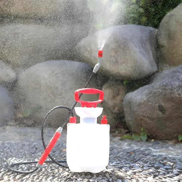 Retoo Drucksprüher 5 L Füllinhalt Gartenspritze Sprühgerät für den Pflanzenschutz Drucksprühgerät Universelle Sprühflasche für Essigsäure Wasser Dünger Verstellbare Düse Spiralschlauch - Preisvergleich – Bild 3