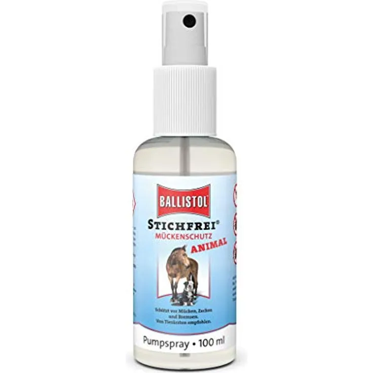 Ballistol Stichfrei Animal Pump-Spray, 100 ml Insektenschutz für Hunde und Pferde, dermatologisch getestet, langanhaltend