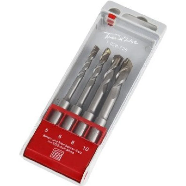 Trend Line Bohrersatz TrendLine Bohrer-Set für Beton & Stein 4-teilig, Hartmetall Bohrer in SDS Aufnahme, präzise und vielseitig – Bild 1