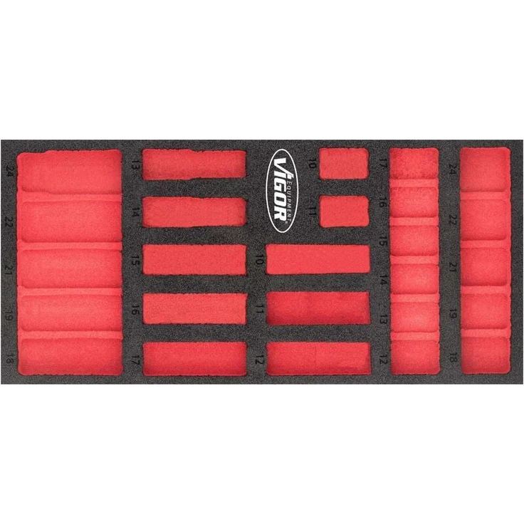 Vigor V5602-L Weichschaumeinlage leer, 393 mm x 188 mm x 35 mm, Öl- und fettresistent, perfekte Werkzeugordnung