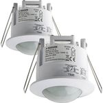 SEBSON Bewegungsmelder Bewegungsmelder Unterputz programmierbar LED geeignet - 2er Set, Decken Einbau IR Bewegungsmelder, max. 1200W bei Glühlampen / max. 300W bei LED Lampen, Ø75x75mm, Kunststoff - Preisvergleich