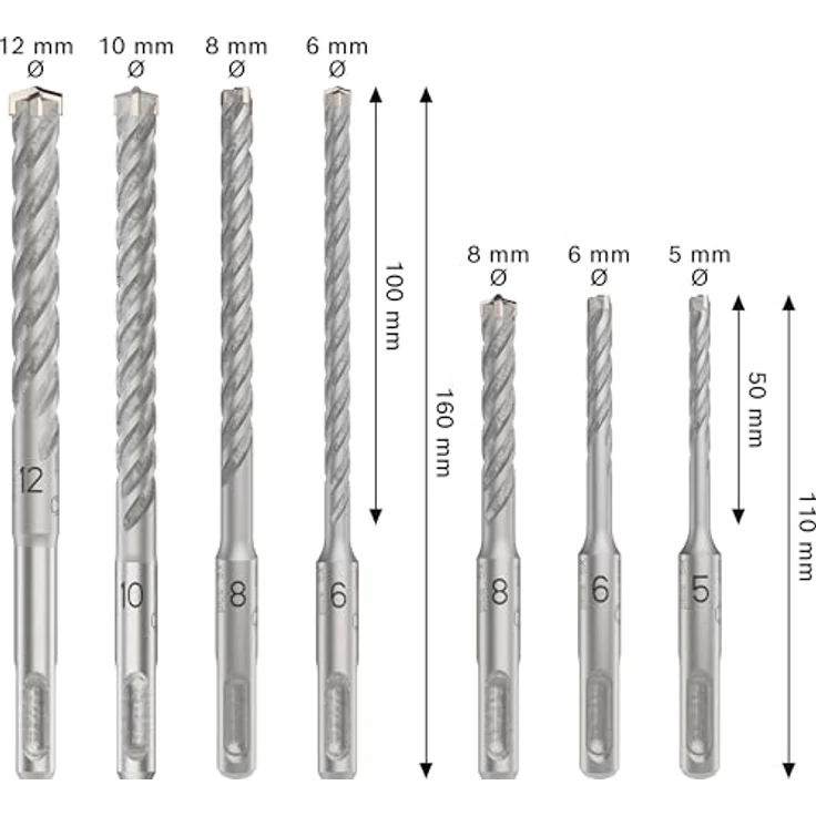 Bosch 7x PRO SDS plus-5X Hammerbohrer-Set, für Beton und Sandsteine, Ø 5-12 mm, langlebige Bohrer für Bohrhammer – Bild 3