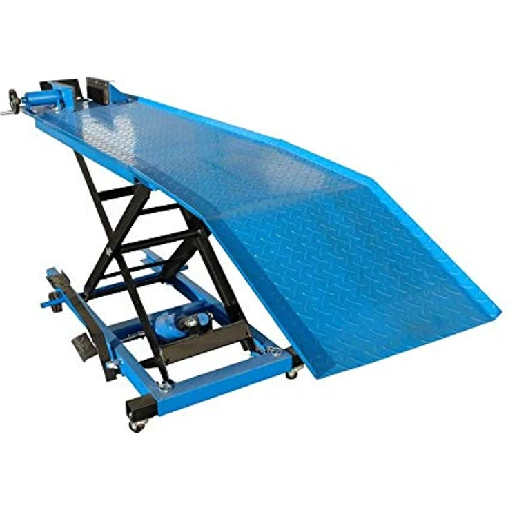 Güde Wagenheber GMR360, max. Hubhöhe 84 cm, Motorrad-Hebebühne blau-schwarz für Vorderräder bis 135 mm – Bild 2