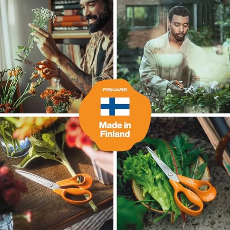 Fiskars Universalschere 210mm, rostfreier Stahl mit ergonomischem Kunststoffgriff, gerade Klinge – Bild 3