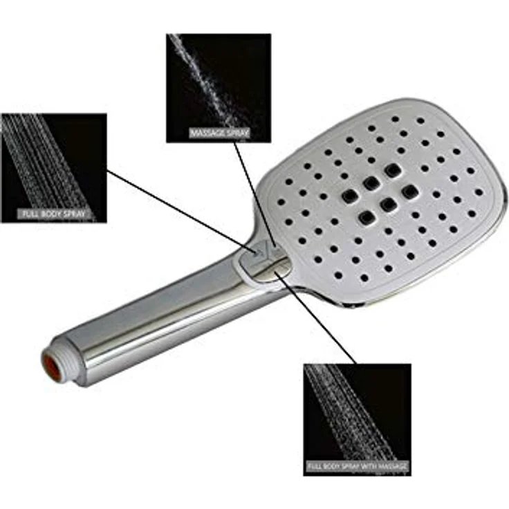 walexo Duscharmatur WH-Q01, Wand- und Deckenhalterung aus Messing, eckig, 45 cm, in Chrome – Bild 1