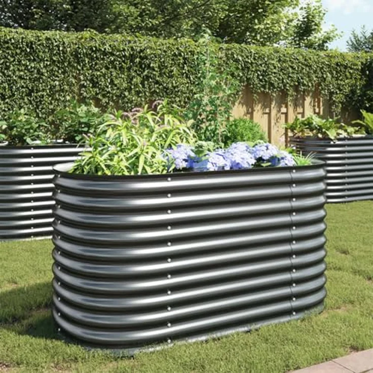 vidaXL Garten-Hochbeet 160x80x81 cm Verzinkter Stahl Grau – Bild 3