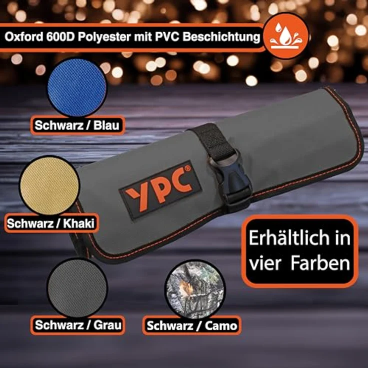 YPC VarioRoll L, Werkzeugrolltasche 45x32cm mit 10 Steckfächern und 4 Halteschlaufen, robustes wasserfestes Oxford 600D Polyester – Bild 5