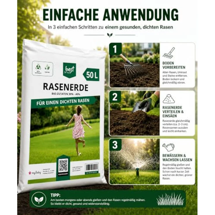 Best for Home Bio-Erde Bio-Blumenerde, torffrei, 100% biologisch, nährstoffreiche Mischung für Zimmer- & Balkonpflanzen, 20L oder 50L – Bild 6