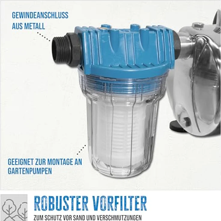 Güde universal Filter kurz mit Einsatz geeignet für Hauswasserwerke und Gartenpumpen Schmutzfilter – Bild 3