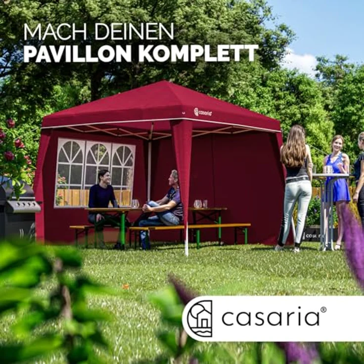 DEUBA 2x Seitenwände Seitenteile Pavillon Faltpavillon Capri Partyzelt Gartenzelt Zelt rot Polyester – Bild 3