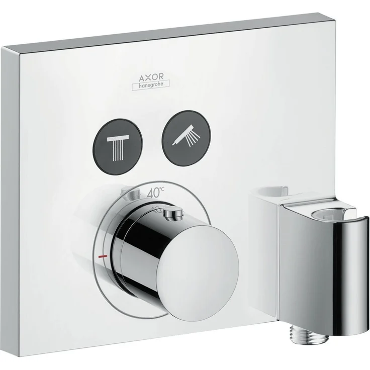 hansgrohe Axor ShowerSelect Brausethermostat, eckig für 2 Verbraucher Unterputz mit Wandanschluss und Brausehalter, Chrom