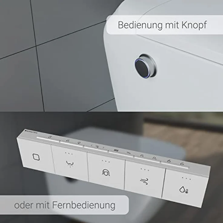 Bernstein Dusch-WC T640 PRO wandhängend, Hänge-WC, Abgang waagerecht, Tiefspüler, Komplett-Set, Weiß, mit Beleuchtung, Sitzheizung, Massage und Entkalkung – Bild 4