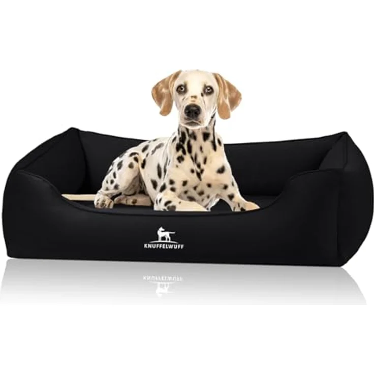 Knuffelwuff Hundebett Oliver, XXL - Schwarz | Orthopädisch mit Memory Foam, wasserabweisend, Easy Clean Wildlederoptik, gelenkschonend für kleine bis große Hunde – Bild 1