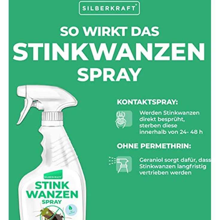 Silberkraft Stinkwanzen Bekämpfung Spray 500 ml, zuverlässiger Stinkwanzenschutz für Innen und Außen, garantiert hilfreiches Anti-Stinkwanzen-Mittel, gegen Schaben, Wanzen und andere Ungeziefer – Bild 3