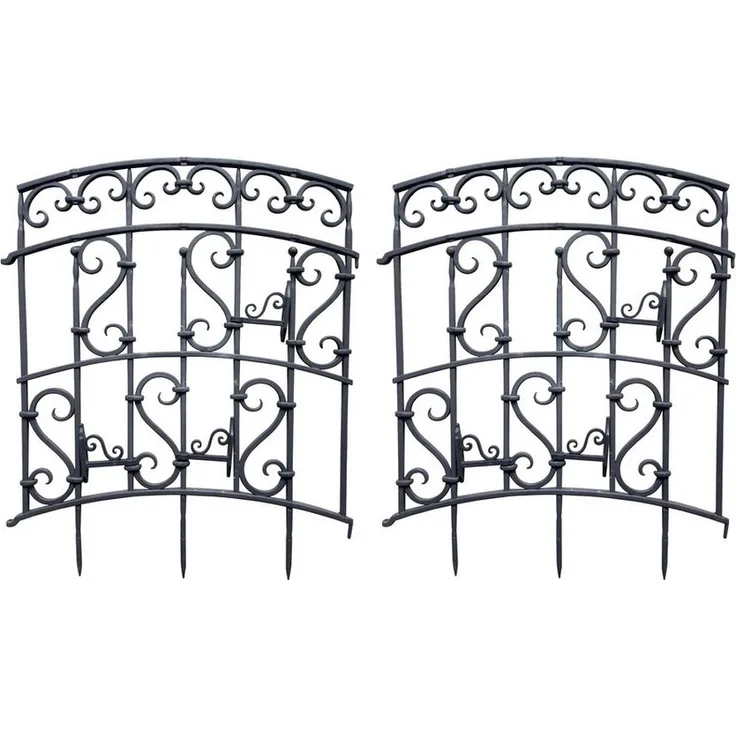HTI-Living Rankgitter Nessa Schwarz 2er-Set, mit Ornamenten, Rankhilfe Spalier - Detailreich verziert für Kletterpflanzen