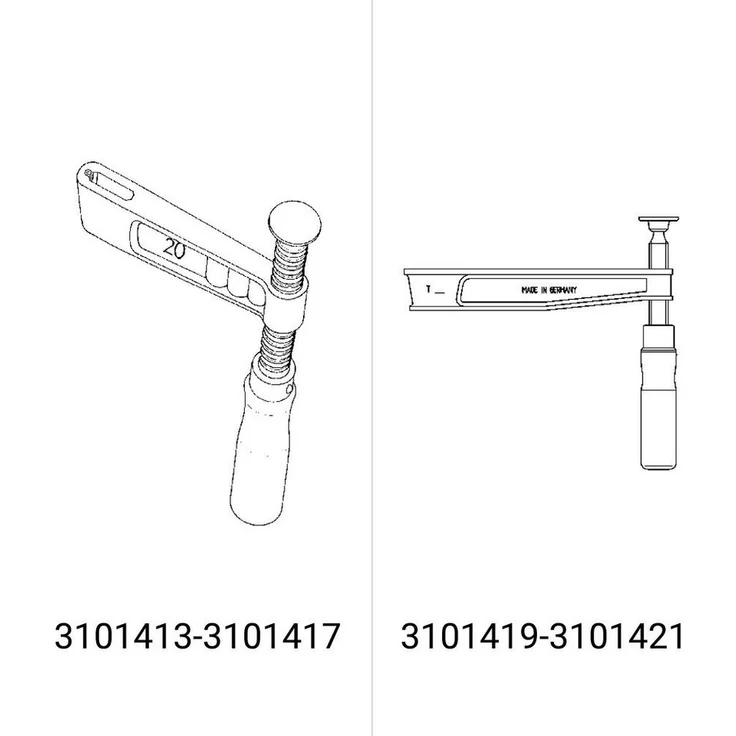 BESSEY Schraubzwinge TGNT, Unterteil komplett mit Holzgriff, Ausladung 250 mm, geeignet für TGN40T25/TGN60T25/TGN80T25/TGN100T25