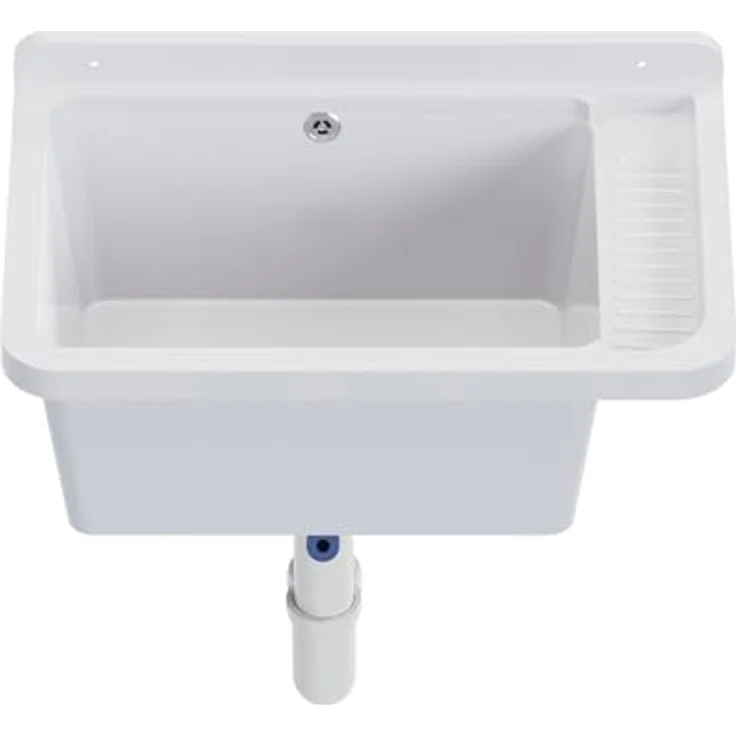 QLS Küchenspüle Gradia, Kunststoff-Spülbecken mit Siphon, 50 x 34 cm, Ausgussbecken für draußen, Garten, Werkstatt – Bild 4