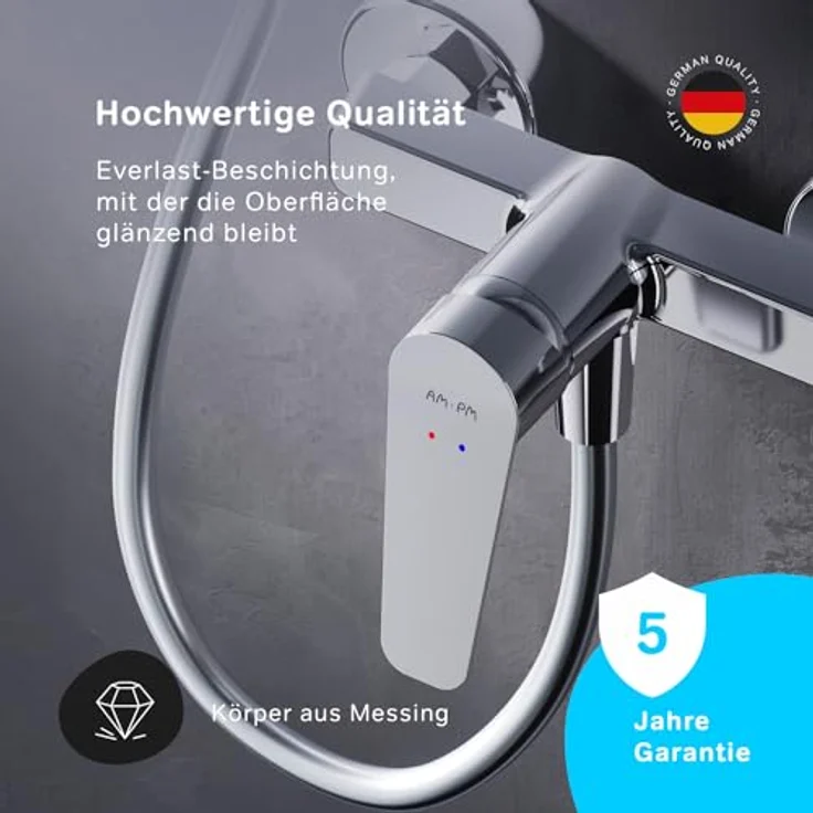 Wassersparende Duscharmatur für das Badezimmer, kratzfeste Duscharmatur ohne Auslauf, leicht zu reinigen, Chrom, AM.PM Hit FTA20000 – Bild 3
