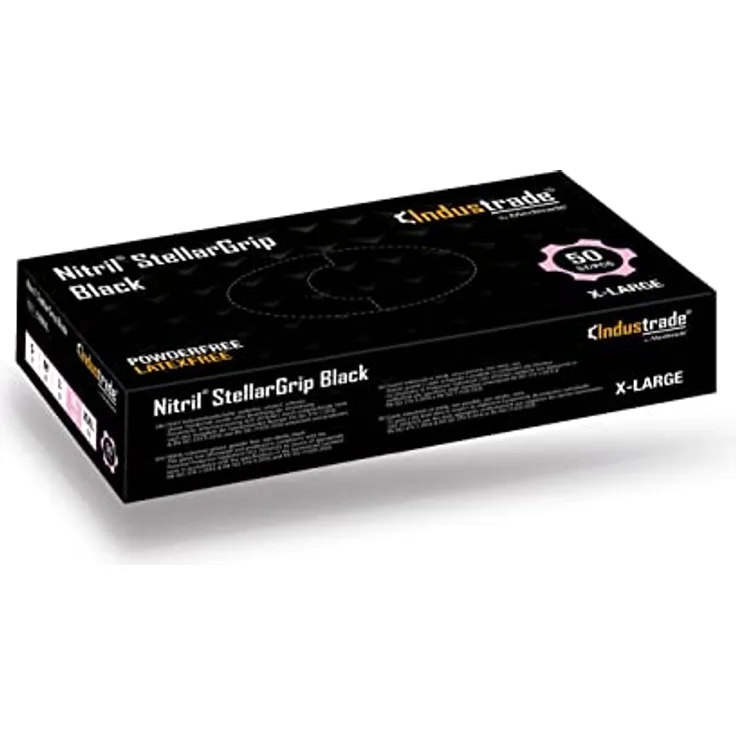 Nitril-Industrie-Handschuhe – Diamant-Textur für verbesserten Griff, unsteril und hypoallergen, beidhändig, für mehrere Sektoren, Einweg, Bulk-Buy, 6,5 g Dicke (X-Large) (schwarz) – Industrade - Preisvergleich